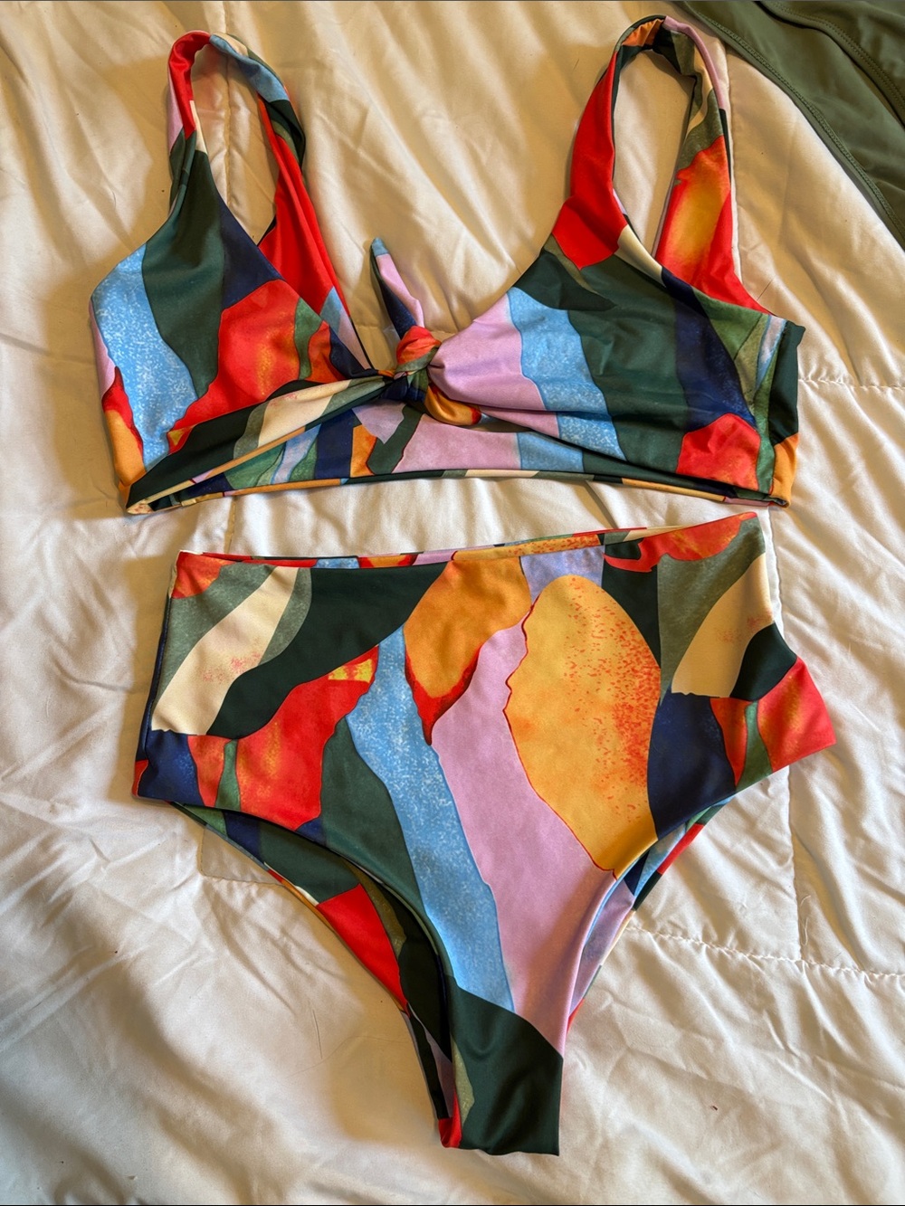 SHEIN Multicolor Abstract High Waist Bikini Set